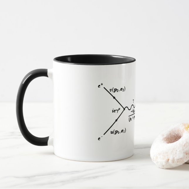 Mug Diagramme Feynman, diffusion des positrons électro (Avec donut)