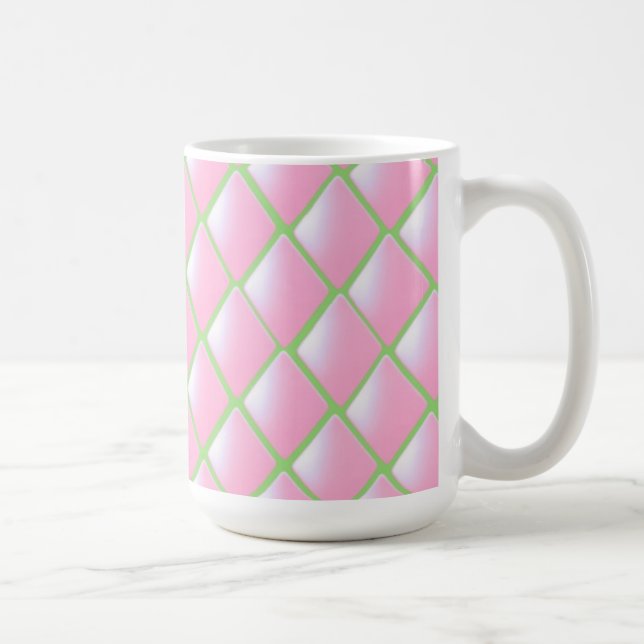 Mug Diamants matelassés rose et vert (Droite)