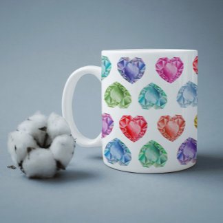 Mug Diamond Heart Aquarelle Motif mignon Pastel Girly