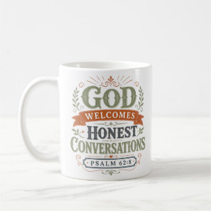 Mug Dieu accueille les conversations honnêtes Citation