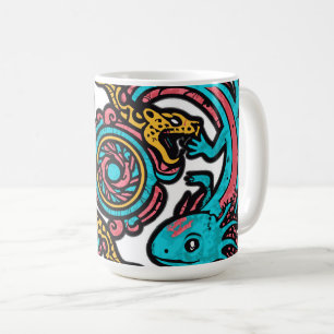 Mug Dieu aztèque Xolotl combattant l'art tribal de la