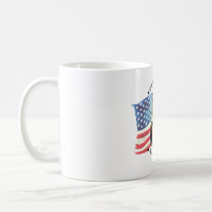 Mug Dieu bénisse l'Amérique avec drapeau/aigle/feux d'