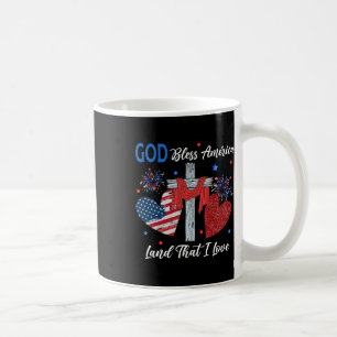 Mug Dieu bénisse l'Amérique Cœur chrétien Croix Jésus 