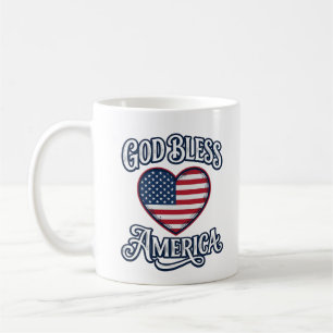 Mug Dieu bénisse l'Amérique Patriote Cœur Chemise Desi