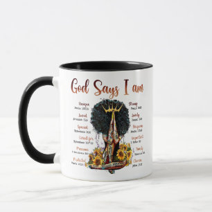 Mug Dieu dit JE SUIS Femme Chrétienne Noire Mélanine S