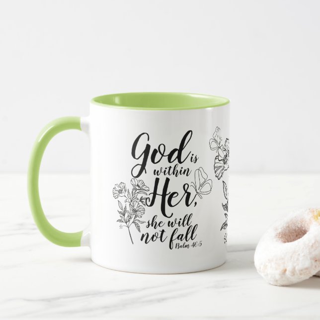 Mug Dieu est dans son psaume 46:5 Bible Verse Don (Avec donut)