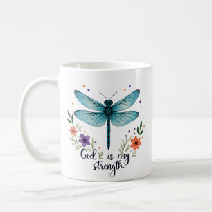 Mug Dieu est ma force Floral Libellule T-Shirt Chrétie