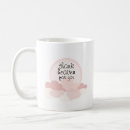 Mug Dieu merci pour vous | Nuages rose et neutre