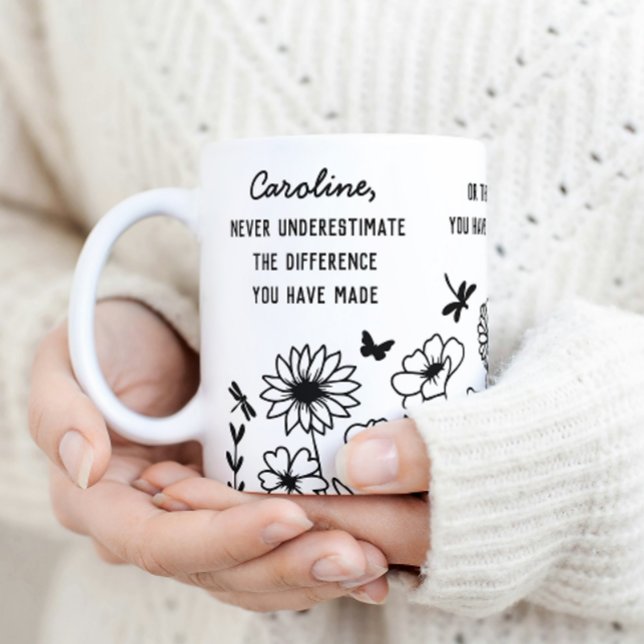 Mug "Différence que vous avez faite" Nom personnalisé  ("Difference You've Made" Personalized Name Custom Message Mug Appreciation Gift Teacher Thank You)