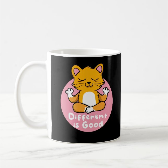 Mug Différent Est Bon Kawaii Orange Chat Faire Du Yoga (Gauche)