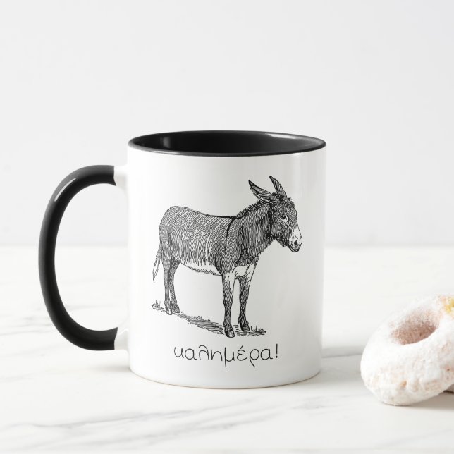 Mug Digne mignon & 'Kalimera' (bonjour) en grec (Avec donut)