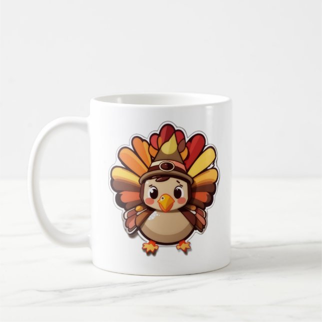 Mug Dinde de Thanksgiving Kawaii (Gauche)