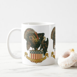 Mug Dinde de Thanksgiving vintage, aigle, drapeau amér