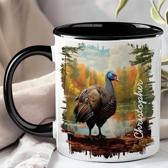 Mug Dindon au bord du lac de la forêt automnale (Créateur téléchargé)