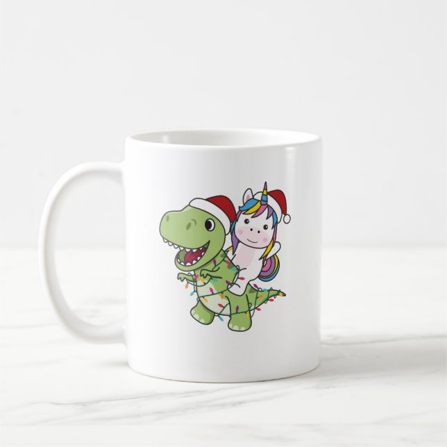 Mug Dinosaur Noël Unicorne Hiver T-Rex Dino (Gauche)