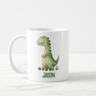 Mug Dinosaure Aquarelle Cute Avec Nom Enfant