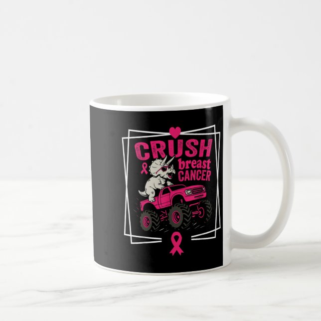 Mug Dinosaure Cancer Du Sein Conduisant Un Monste Rose (Droite)