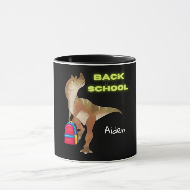 Mug Dinosaure convivial avec sac à dos "Retour à l'éco (Centre)