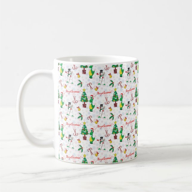 Mug dinosaure de Noël et bonhomme de neige (Gauche)