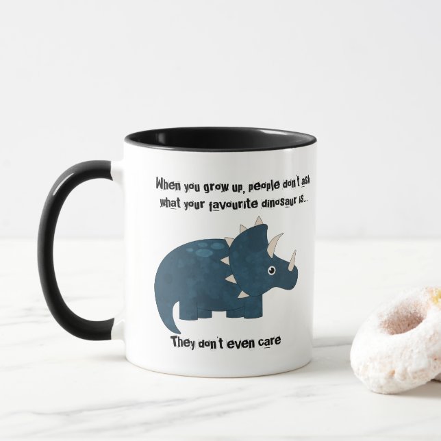 Mug Dinosaure Tricératops favori Citation drôle (Avec donut)