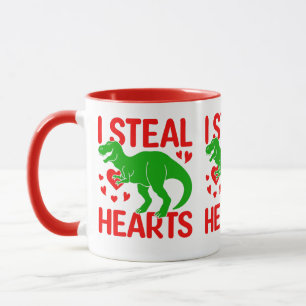 Mug Dinosaure Vert Valentine I Voler Coeurs