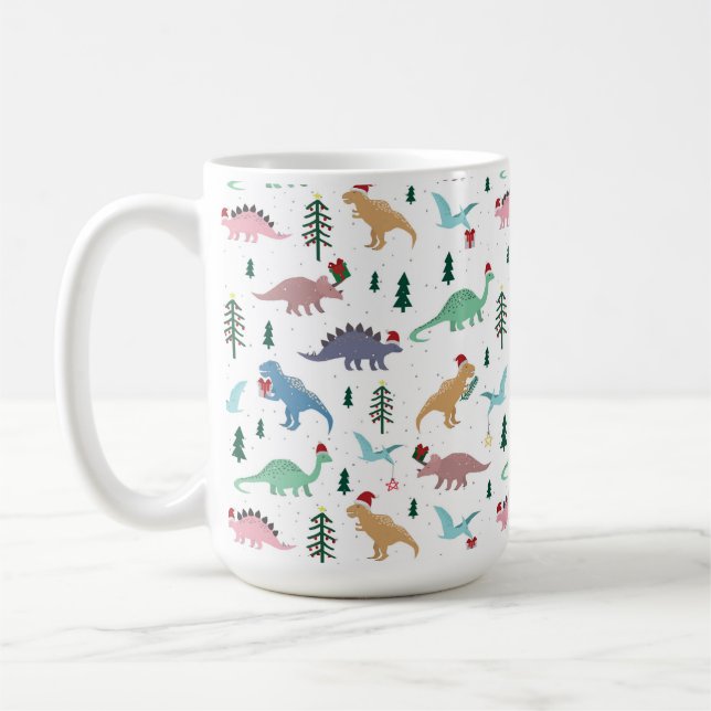 Mug Dinosaures festifs Motif de Noël (Gauche)