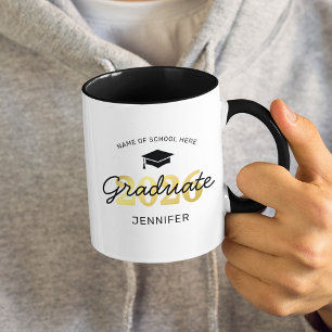 Mug Diplômé 2026 Or Noir Personnalisé