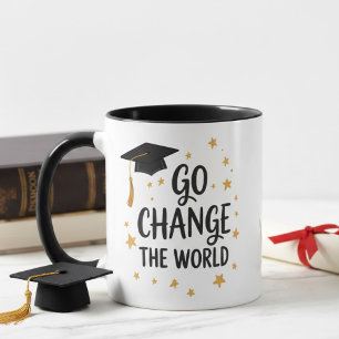 Mug Diplômé, allez changer le monde, fête amusante