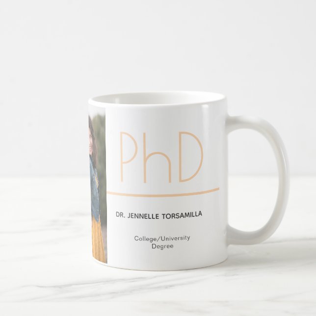 Mug Diplôme de doctorat Crème blanche Gris Photo (Droite)