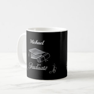 Mug Diplôme Noir & Argent, Casquette & Diplôme