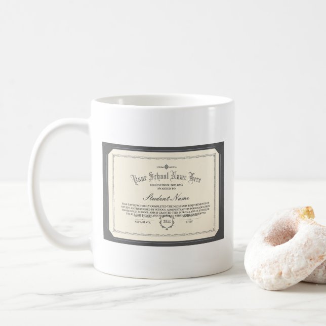 Mug Diplôme personnalisé traditionnel Charbon (Avec donut)