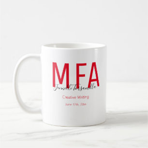 Mug Diplômé rouge noir Date Nom Degré MFA