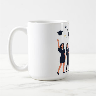 Mug Diplômés heureux lançant leurs casquettes en céléb