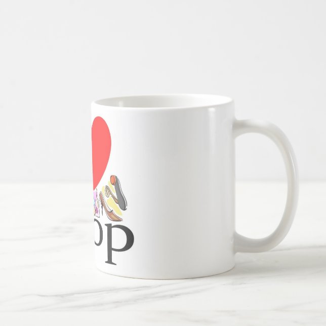 Mug Dire de Funnying - amour d'I à faire des emplettes (Droite)