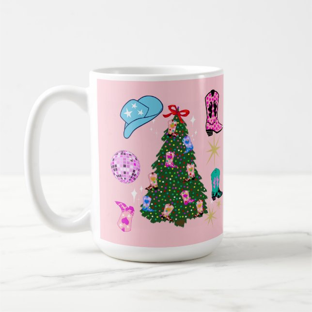 Mug Discothèque rose moderne Cowgirl Rodéo Arbre de No (Gauche)