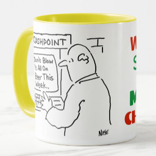 Mug Distributeur de billets donne des conseils. Employ