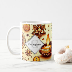 Mug Diwali Diyas & Rangoli bronze & or