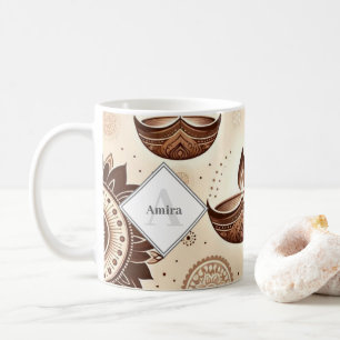 Mug Diwali Diyas & Rangoli en bronze et or personnalis