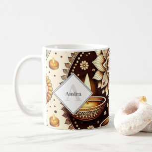 Mug Diwali Diyas & Rangoli en or et bronze personnalis