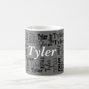 Mug do-it-yourself nom répété plusieurs fois noir et b