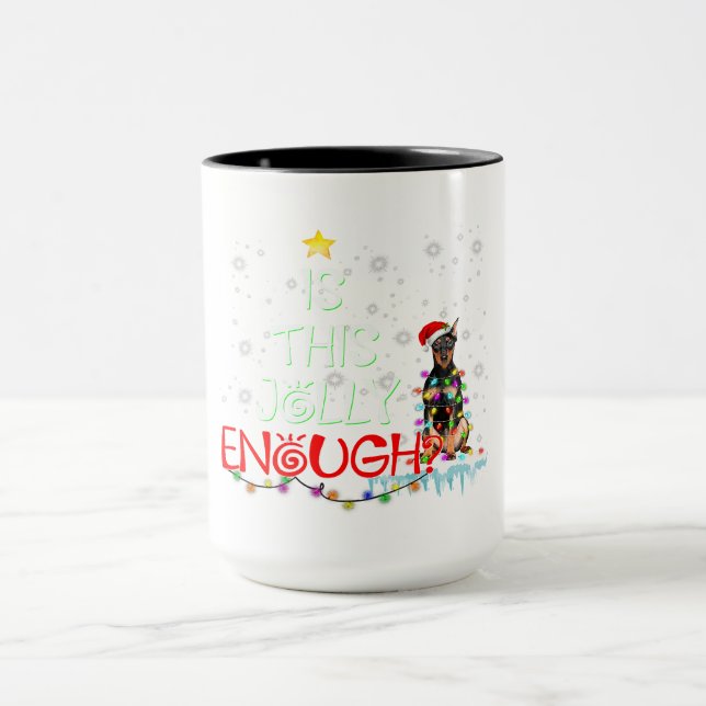 Mug Doberman Chien Noël Arbre Père Noël Cadeau Noël (Centre)