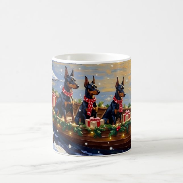Mug Doberman Pinscher Christmas Boat Holiday (Centre)