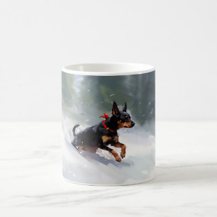 Mug Doberman Pinscher neige de Noël hiver