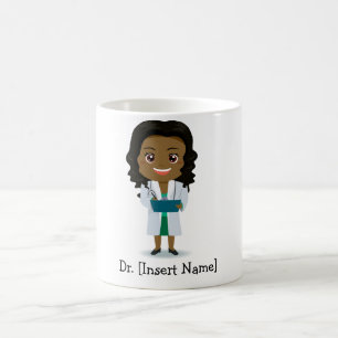 Mug Docteur féminin noir/africain mignon personnalis