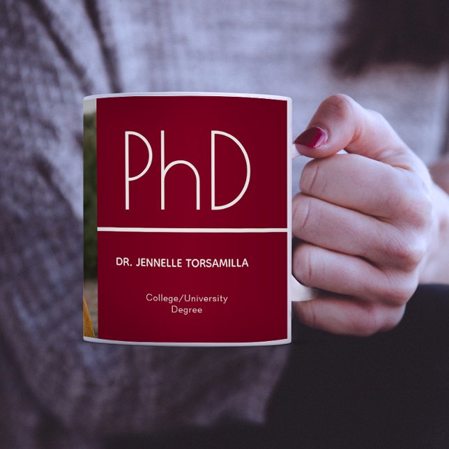 Mug Doctorat Burgundy White Graduation Photo (Créateur téléchargé)