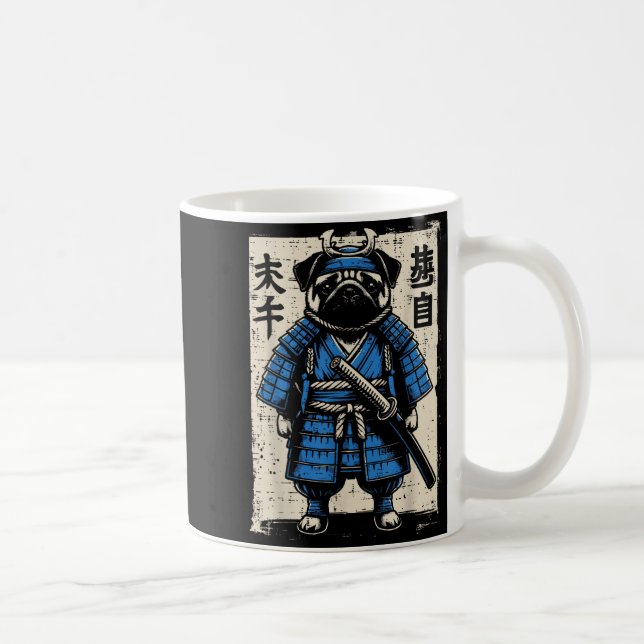 Mug Dog Pug Samurai Funny Japanese Warrior Art Men Wom (Droite)
