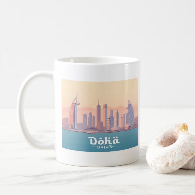 Mug Doha Qatar Arabian Gulf Pastel Voyage (Avec donut)