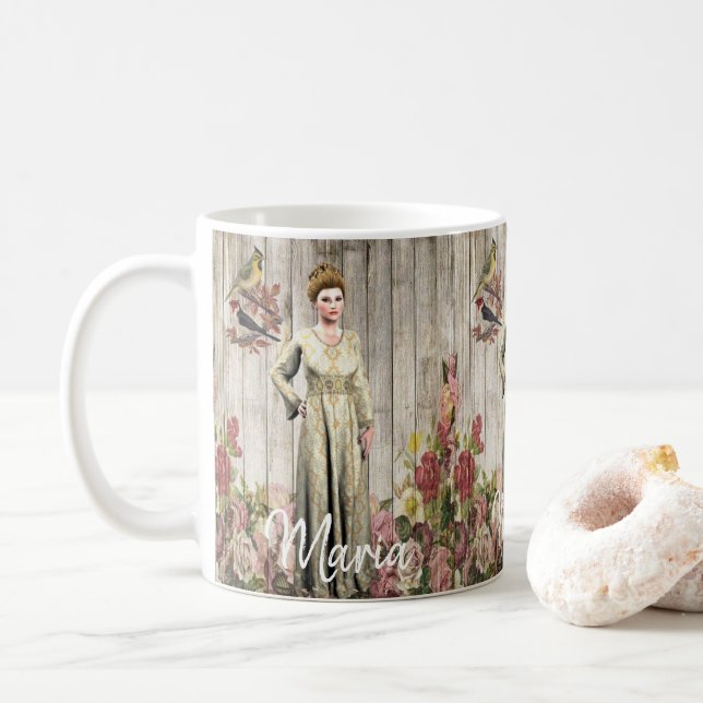 Mug d'oiseaux floraux victoriens (Avec donut)