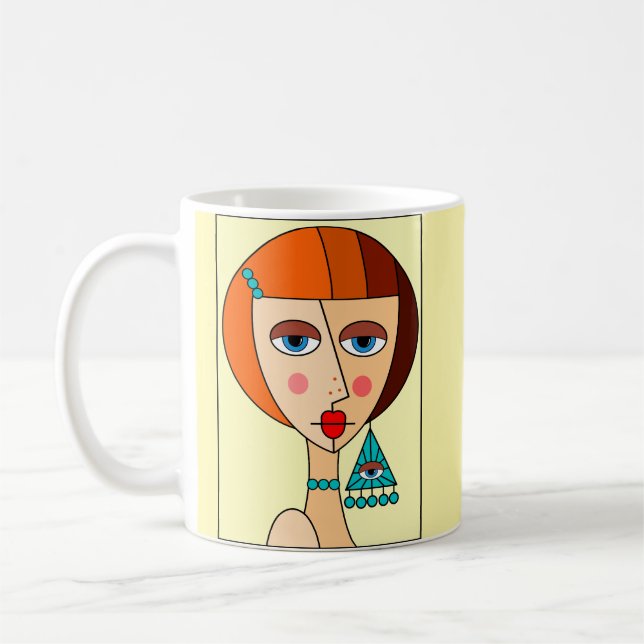 Mug Dollup Redhead Femmes Beau Cubisme (Gauche)