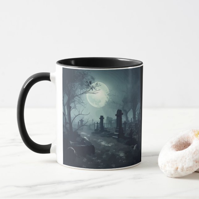 Mug Domaine de la mort : Un cimetière Éffrayant (Avec donut)